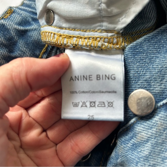 Anine Bing Sz 27 Stella Jeans Cropped Flare Raw Hem Fading Light Blue - Picture 7 of 11